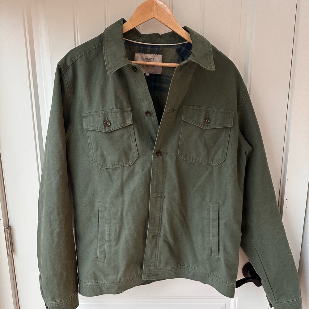 QUICKSILVER OLIVE JACKET WITH FLANNEL LINING